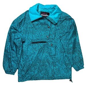 Vintage Women's Teal‎ Snuggler Tanya Shell Leopard Ski Jacket Sz M Retro Winter